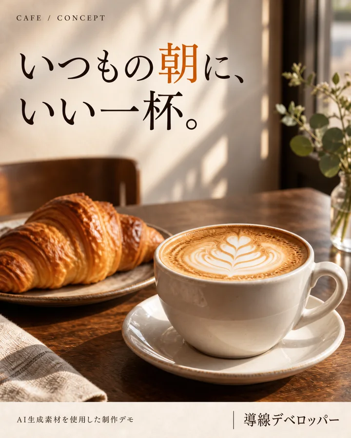 カフェ・飲食の制作デモ。温度まで、伝える。