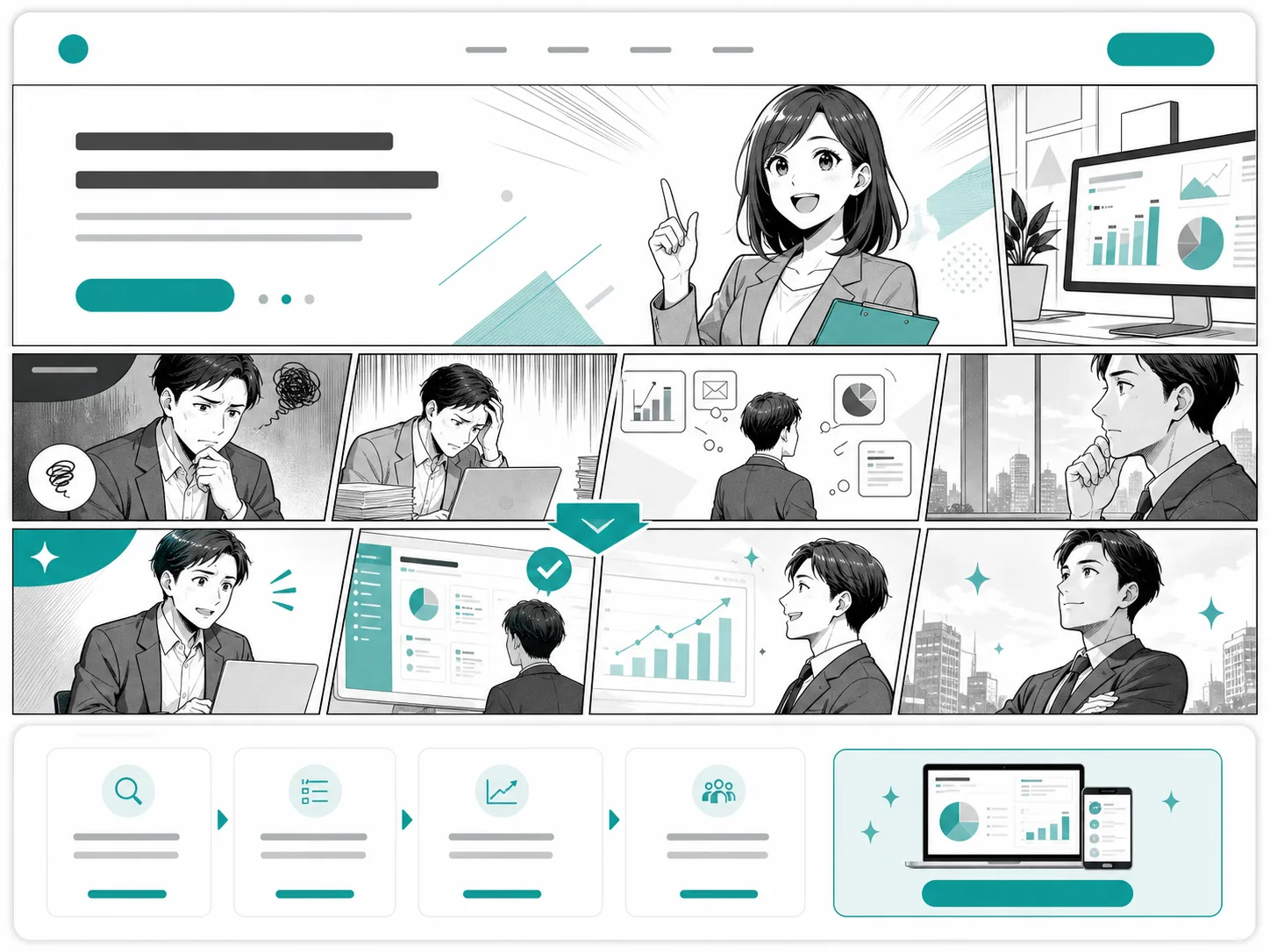 漫画つきLPのサンプルデザイン